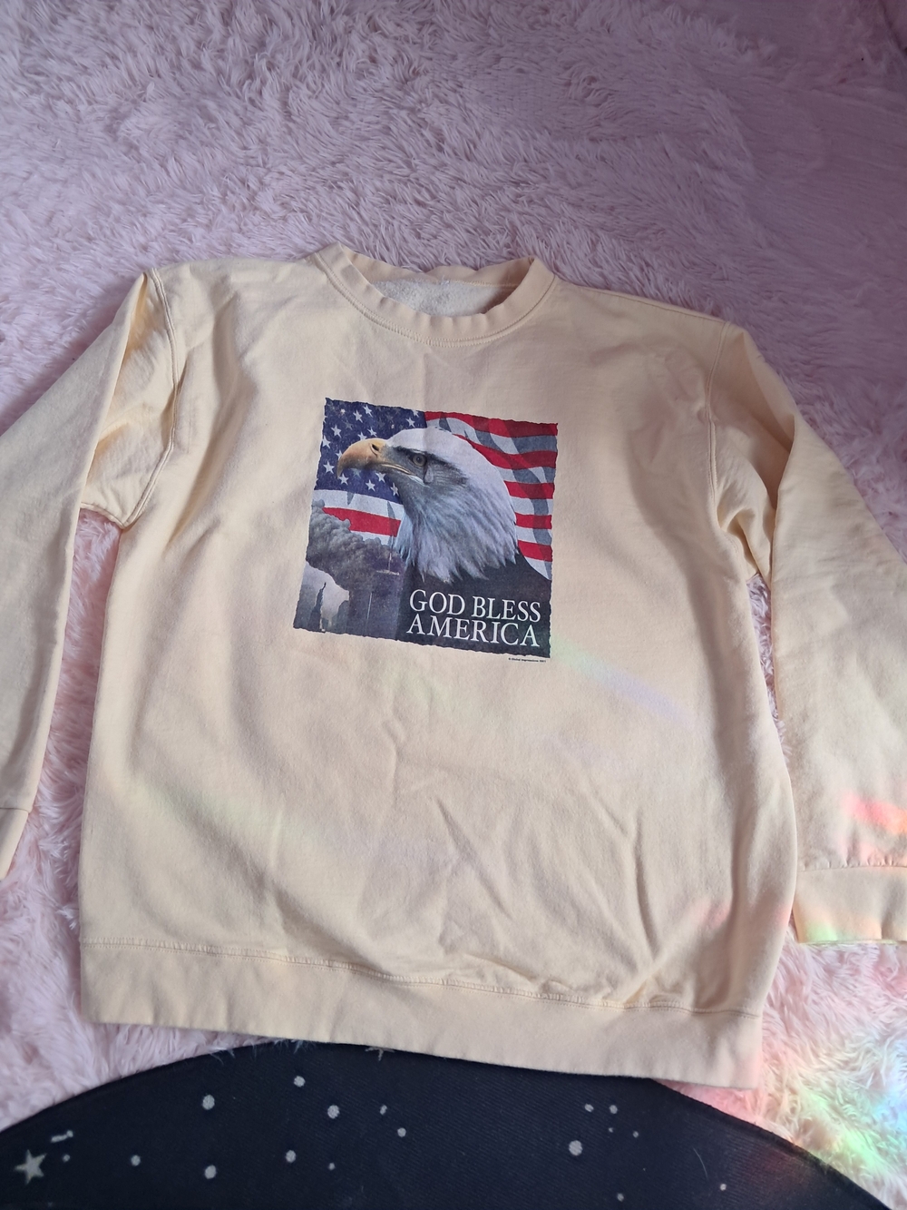 Cream 'God Bless America' Eagle Graphic Crewneck Sweatshirt - Soft & Comfy Cozy